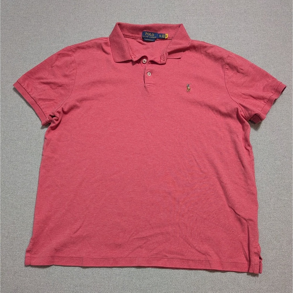 Polo Ralph Lauren Men's Heather Red XL Polo Shirt Custom Slim Fit Cotton